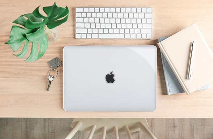 Crystal Clear Case for MacBook Pro 13 inch M2 M1 A2338 A2289 A2251 A2159 A1989 A1706 2023-2016 Release with Touch ID, 6 in 1 Plastic Hard Shell&Keyboard Cover&Screen Protector&Webcam Cover,Transparent