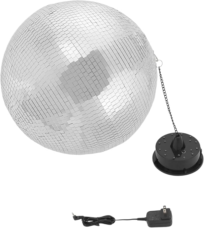 16" Disco Ball with Motor Hanging Disco Ball with Light 18 LEDs 5-6 RPM Spinning Disco Balls Light for Party DJ Bands Dance Club Bar