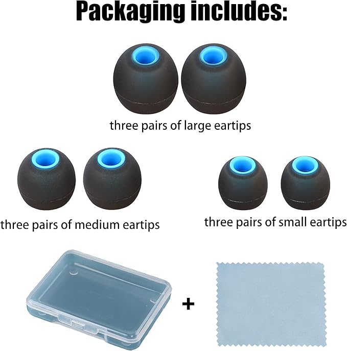 Silicone Earbud Tips Replacement - Fit Most Earbuds (Inner Hole 3.8mm - 5.1mm) - 9 Pairs S M L