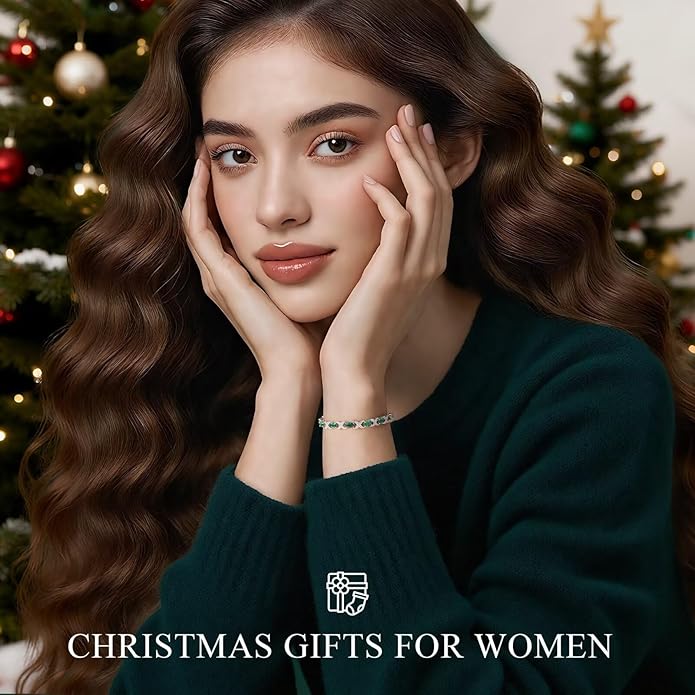 Iefil Valentines Day Gifts for Her, Oval Birthstone Tennis Bracelets for Women Wife Unique X O Design Fine Jewelry Anniversary Birthday Gift 925 Sterling Silver Birthstone Jewelry for Mom Girlfriend