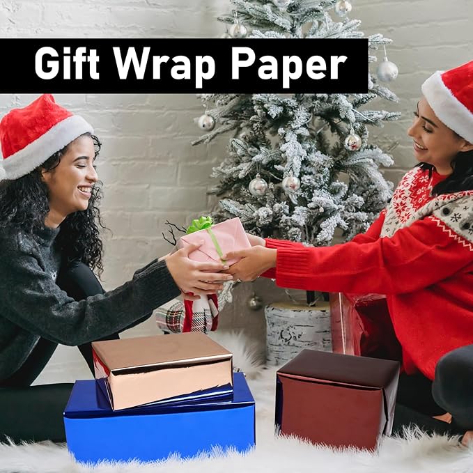 NESCCI Royal Blue Metallic Wrapping Paper, Solid Color Paper,Gift Wrapping Paper,Perfect for Wedding,Valentine's Day,Birthday, Christmas,Baby Shower,DIY Bouquet (17.5 Inches X 32.8 Feet)