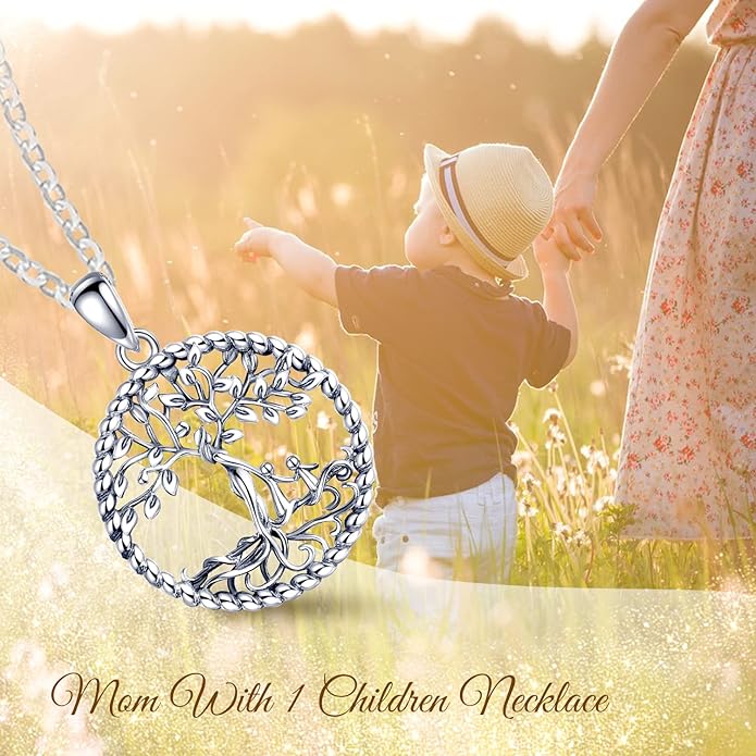 Vito 925 Sterling Silver Tree of Life Necklace for Women, Mother Tree Pendant for Mom Mother Necklace Mother's Day Jewelry Gift for Wife Grandma, 18/22 Inch Chain