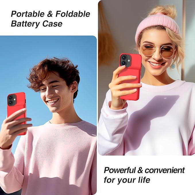 GIN FOXI Battery Case for iPhone 17, Charging Case Charger 8500mAh Ultra-Slim Lightweight Powerful Battery Pack 15W Fast Rechargeable Anti-Fall TPU Juice Box for iPhone 17 (6.3") Red