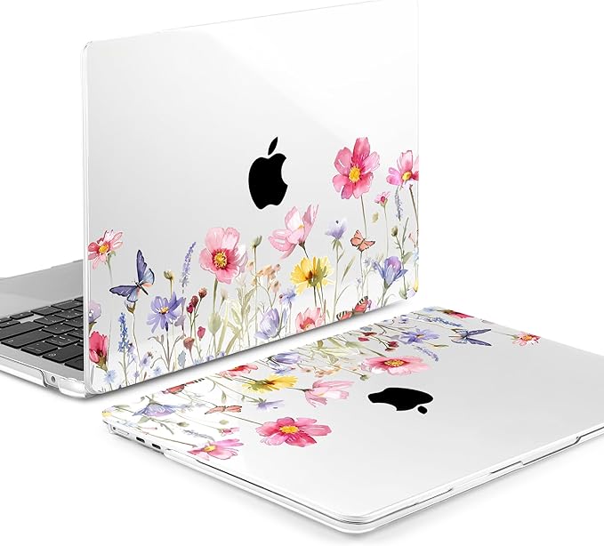 Batianda Premium Case for New MacBook Air 15 inch 2025 2024 2023 with M4 M3 M2 Chip, Floral Designed Protective Plastic Hardshell & Keyboard Cover & Screen Protector, Spring Flowers