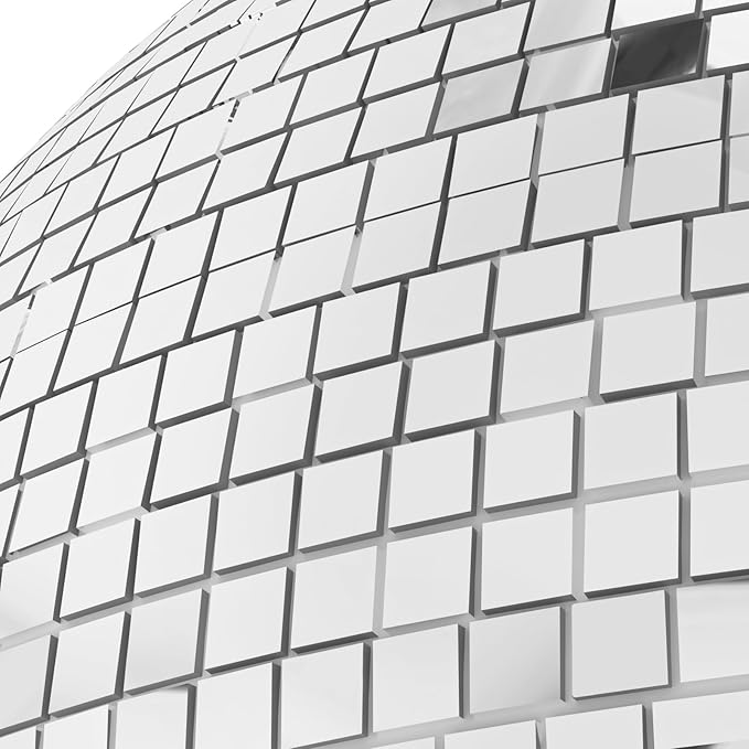 16 inch Silver Disco Ball, Hanging Mirror Ball, Wedding Decoration Disco Light Ball,Stage Lighting Effect ,12/16/20 inch Home、Stage and Bar Glittering Decoration (16inch)