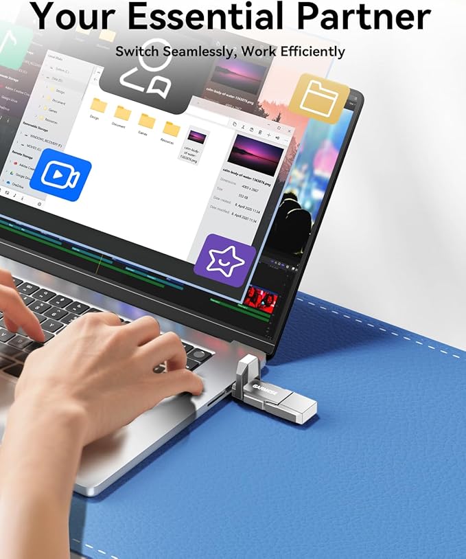 512GB USB C Flash Drive Up to 450MB/s Read Speed, External SSD USB 3.2 Gen 1 Thumb Drive 2-in-1 Memory Stick Data Storage Compatible with Smartphone Tablet Computer