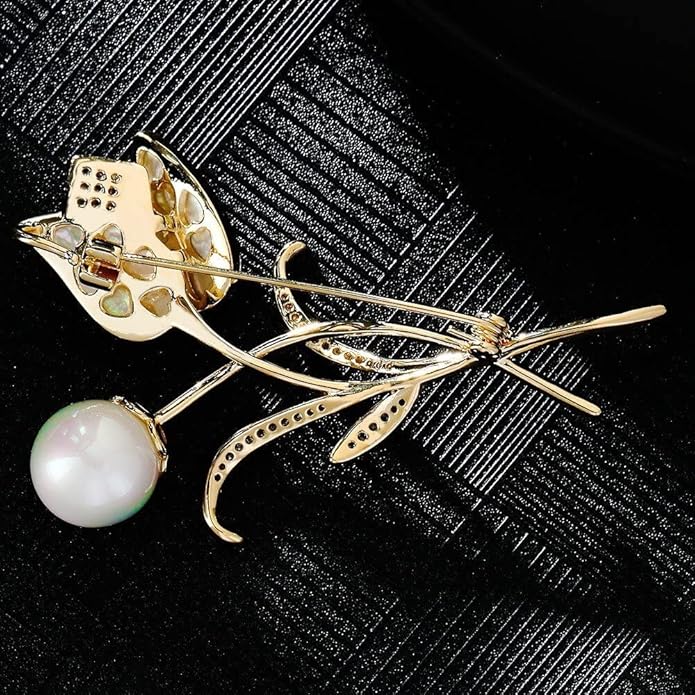 Rhinestone Flower Brooch Austrian Crystal Flower Pin 18k Gold Plated Floral Brooch Lapel Pin Jewelry Mother's Day Birthday Gifts for Mom Wife