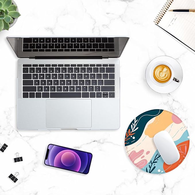 ITNRSIIET Round Mouse Pad with Stitched Edge Premium-Textured Waterproof Non-Slip Rubber Base Desktop Protection Mat Diameter 8.7 inches, Art Style Pattern