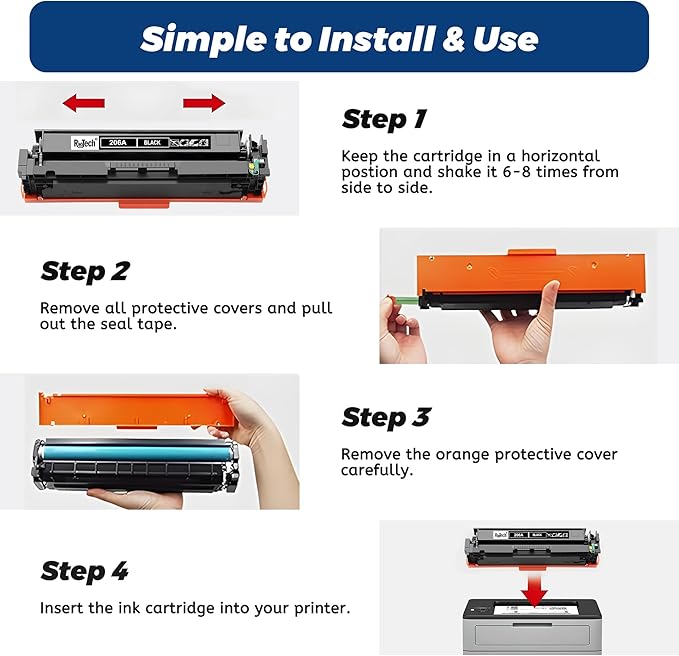 206A Black Toner Cartridge,with Chip 2 Pack Replacement for HP 206X W2110A for HP Color Laserjet pro M283cdw M283fdw M282nw M255dw M255nw M283 M255 Printer