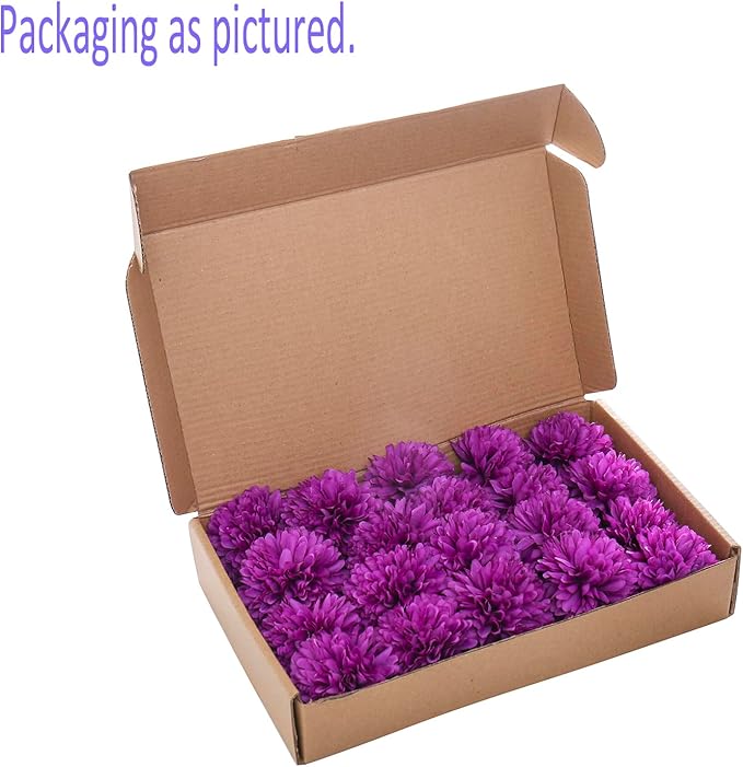 Kimura's Cabin 20Pcs Fake Mums Flowers Artificial Chrysanthemum Faux Silk Ball Flower Wedding Arrangements Bouquets Fall Office Home Kitchen Table Decor DIY Floral (Dark Purple)