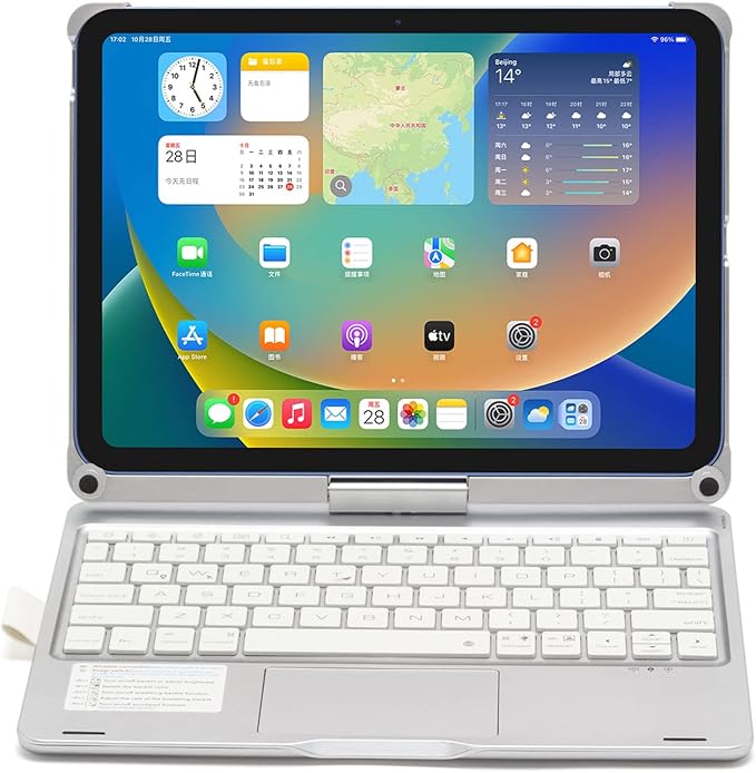 Rotatable Keyboard Case for iPad Air 11 Inch (M3/M2)/ Air5/Air4/iPad Pro11 2022/2021/2020, Backlits Bluetooth Touchpad Keyboard Smart Cover with Pencil Holder, Silver