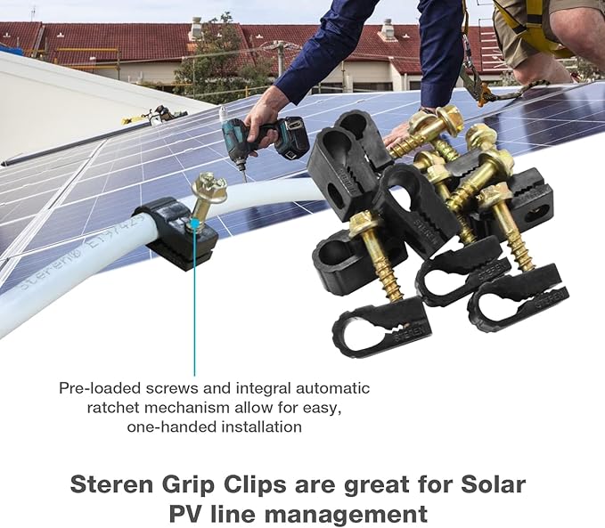 STEREN Coaxial Cable Clips - Cable Holder - Siding Clips for Hanging - Cord Holder for Desk - Cable Clamps - Cord Clip - Wire Organizer Clips - Tv Mount Screws (Black, 100 Count - Single Screw)