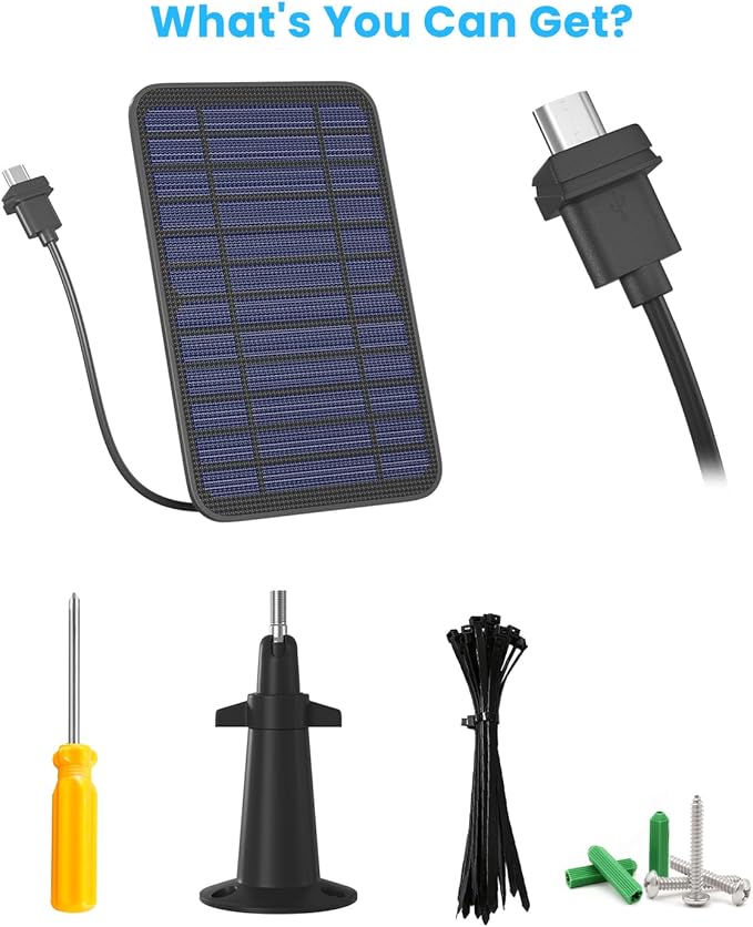 5W Solar Panel Charger Compatible with Blink Outdoor/Outdoor(3rd Gen)/XT XT2 Camera, Solar Panel for Blink Camera, 13.1ft Charging Cable & Rubber Plug, IP65 Weatherproof with Secure Wall Mount, 3 Pack