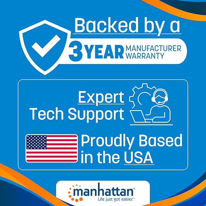 Manhattan Wired Computer Keyboard – Basic Black Keyboard - with 4.5ft USB-A Cable, 104-keys, Foldable Stands - Compatible for Windows, PC, Laptop - 3 Yr Mfg Warranty – 179324