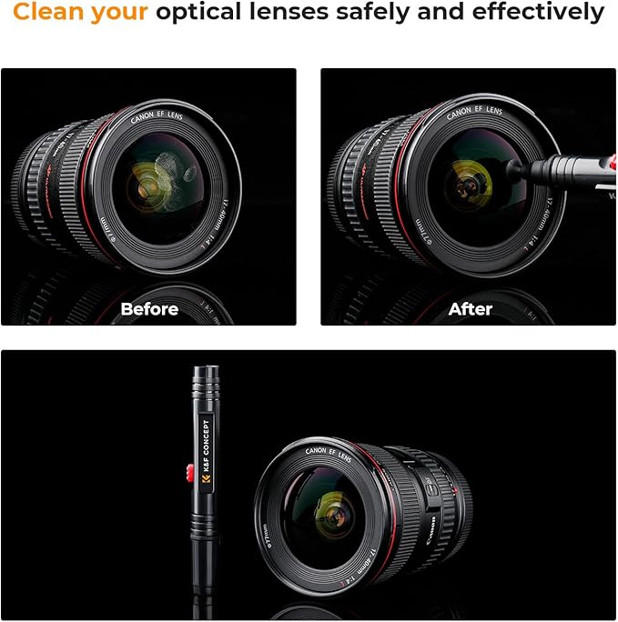 K&F CONCEPT Professional Lens Cleaning Pen*3 with Soft Brush, Carbon Head Lens Cleaning Pen Compatible with Canon, Nikon, Pentax, Sony Digital Camera Cleaning,AR VR Glasses Cleaning