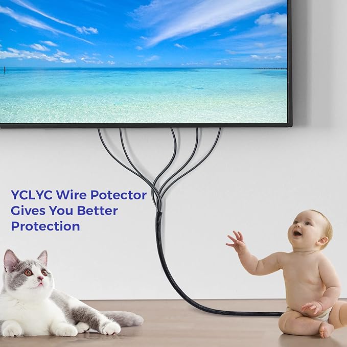 Cable Management Sleeves 1in - 2 Pack 4.1ft Split Braided Cable Sleeve White, Hard PE Cord Protectors from Pets, Wire Organizers for Cords, Flexible Cord Wrap Wire Sleeve for Computer Cord Organizer