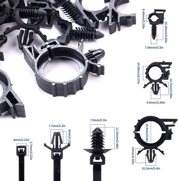 150pcs Push Mount Cable Zip Tie with Car Wire Loom Routing Clips for Cars Boat Trailer UTV Jeep Wrangler Engine Bay Self Locking Straps,Universal.