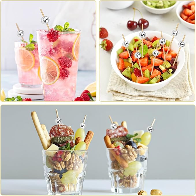Cocktail Picks, 100PCS Toothpicks for Appetizers, Appetizing Skewers for Charcuterie Fruits and Party Decoration - 4.7 inch