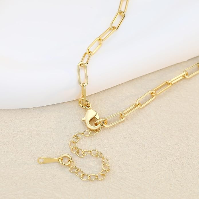MISS RIGHT Dainty Gold Evil Eye Hamsa Hand Coin Lucky Charm Pendant Necklace for Women Trendy Vintage Paperclip Chain Sun Moon Clover Flower Chunky Charm Necklace Jewelry Gifts