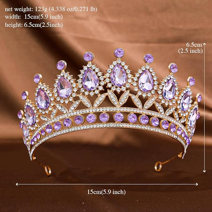 FORSEVEN Crystal Tiaras and Crowns for Women - Wedding and Birthday Party Princess Crown Hair Accessories - Bride Rhinestone Headband Halloween Decorations Hairband