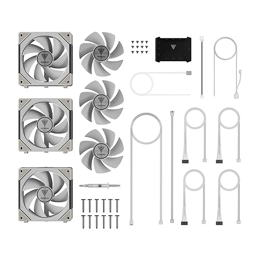 GAMDIAS Aeolus P2-1203U 120mm ARGB PWM Fan(3 Fan Pack w/USB Hub), Include Reverse Fan Blade x3, ARGB Sync Ready, Easy Installation & Cabless Daisy-Chain Design, Silent Operation, Up to 2400RPM, White