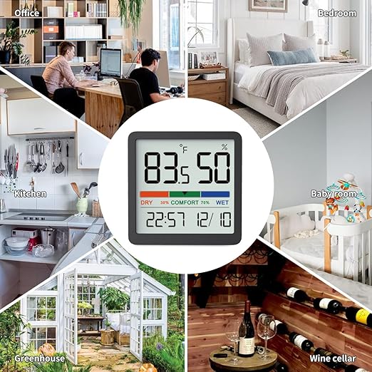 VOCOO Humidity Gauge Indoor Thermometer - Digital Indoor Humidity Sensor Room Thermometer with Temperature Humidity Monitor, Accurate Hygrometer Temp Meter for Home Greenhouse Wine Cellar (2 Pack)