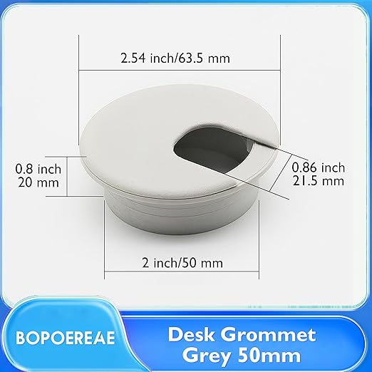 Desk Grommet 2" (50 mm), Desk Cord Hole Cover, Cable Grommet ABS Plastic, Desk Hole Grommet for Office and Home Table Cable, Detachable Cable Cord Organizer (Light Grey 4 Pcs)