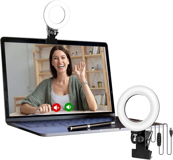 Video Conference Lighting Kit, Ring Light for Monitor Clip On,for Remote Working, Distance Learning,Zoom Call, Self Broadcasting and Live Streaming, Computer Laptop Video Conferencing