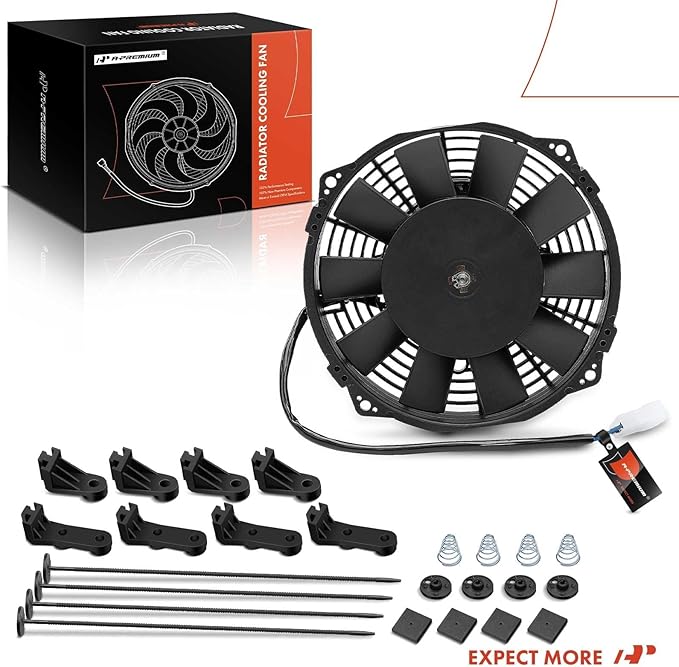 A-Premium 7.5'' 7.5 inch Slim Fan Pull Universal Electric Radiator Cooling Fan Assembly, 12V 80W with Mount Kit