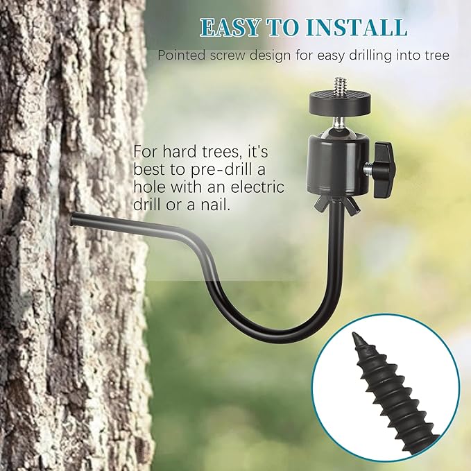 3 Pcs Trail Camera Tree Mount,1/4 in Screw,360° Adjustable Screw Security Cam Mount for Game Cameras, Solar Panels, etc, Easy to Install & Heavy Duty