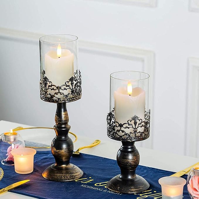 Homemory Flameless Votive Candles with Timer Remote,2" x 3" Real Wax, Realistic Black Wick Battery Operated Pillar Candles, 6 Pack for Wedding, Party and Holiday Decoration