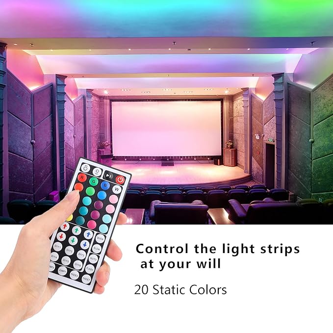 44 Key RGB LED Strip Light Remote Controller, IR Remote Controller Replacement for SMD 5050 3528 2835 RGB LED Light Strip Lights (1 Pack)