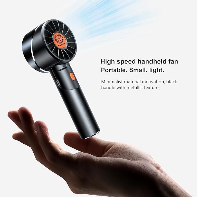 Handheld Fan,Portable Turbo Fan,Powerful Personal Fan(7000rpm High-Speed Motor,Battery Work 3-16 H),USB Rechargeable Mini Handheld Fan for Travel/Outdoor/Gift/Makeup (Black)