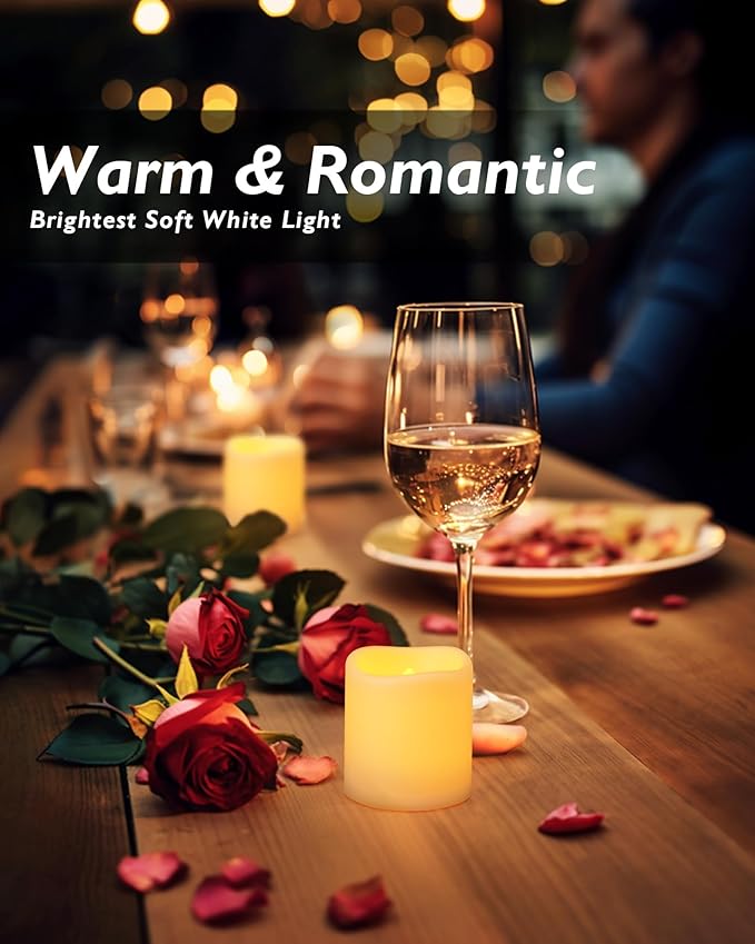 Homemory 24Pack Flickering Flameless Votive Candles,200+Hour Electric Fake Candles,Battery Operated LED Tealight for Wedding,Table,Outdoor,Halloween,Christmas Decoration-Amber Yellow