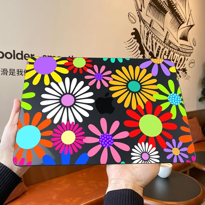 Teryeefi for MacBook Air 13 inch Case 2020 2019 2018 fits Model M1 A2337 A2179 A1932 with Retina Display with Touch ID, Plastic Hard Shell Case & Keyboard Cover, Abstract Flowers A001