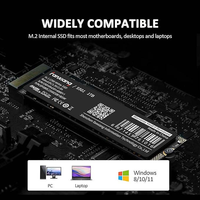 S501 1TB NVMe SSD 3D NAND 1.3 PCIe Gen3x4 M.2 2280 Internal Solid State Drive (Read/Write Speed up to 2,150/1,600 MB/s) Compatible with Laptop & PC Desktop
