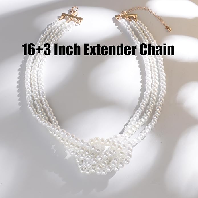 Statement Strand Imitation Pearl Necklace for Women 1980s