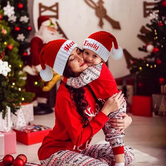 Ulico Custom Christmas Hat, Personalized Santa Hat Embroidered with Name for Kids Adults,Xmas Holiday Christmas New Year