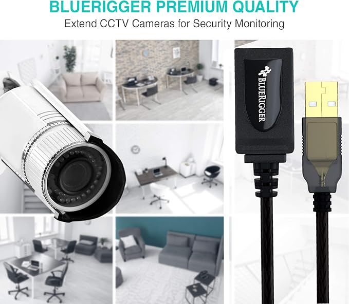 BlueRigger USB Extension Cable (32FT/10M, Long Active USB2.0 Extender, Male to Female Repeater, Data Transfer Cord)- for Game Consoles, Printer, Camera, Keyboard, Hard Drives