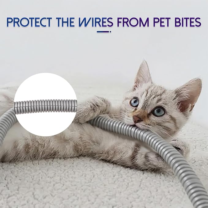 Split Wire Loom Tubing, 10,25ft Cord Protectors from Pets No Chew, Flexible Wire Covers Cord Protectors, Protective Split Cable Sleeve for Automotive Home Industrial Wires(Grey, 0.51inch-10ft)