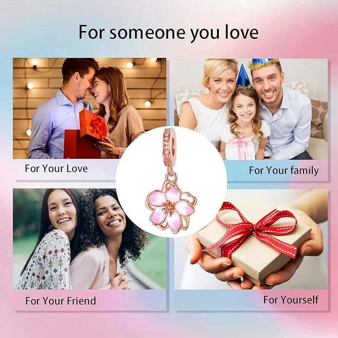 Birthday Fashion Love Heart Dangle Charm 925 Sterling Silver Charms fits Bracelets and Necklace Pendant Bead Charms Jewelry Present for Women Family Friends