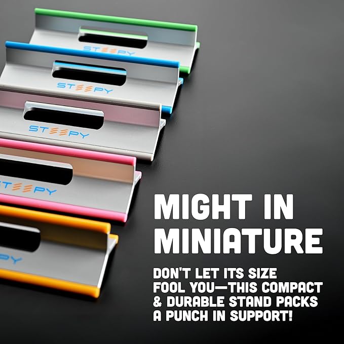 Steepy Laptop Computer Stand - Adjustable Height Riser for Desk - Portable
