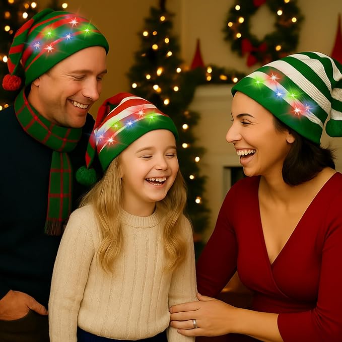 Christmas Light Up Beanie Funny Warm Winter Hats, for Adults Women Men Teens