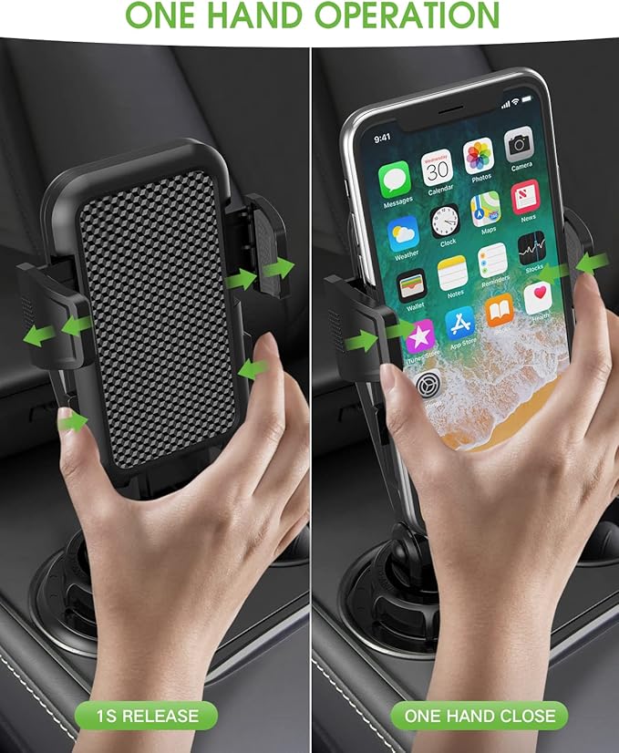 2025 Upgraded Cup Phone Holder for Car, Universal No Shaking Cup Holder Phone Mount with Expandable Base for Car Truck, Adjustable Holders,Compatible with iPhone Samsung All Phones: 1 Pack