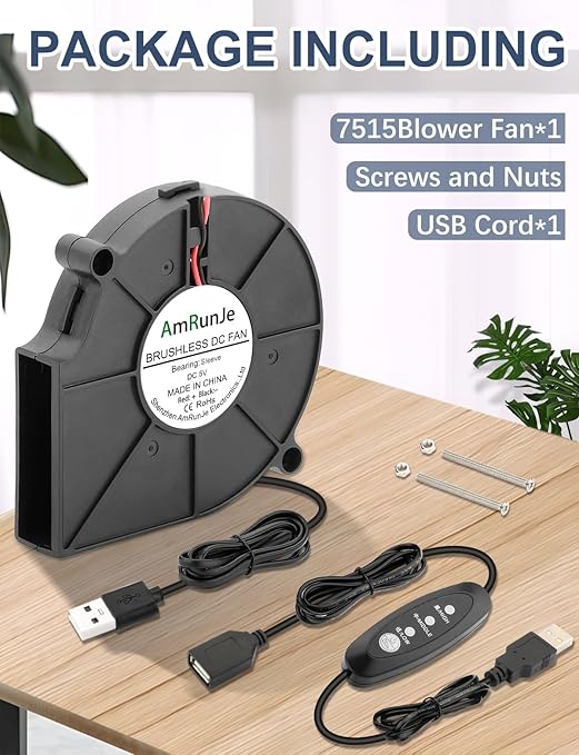 75mm x 15mm USB Cooling Blower Fan 5V DC Brushless Small Computer Case Fan for Cooling 3D Printer Helmet Hard Drive CPU PC Electronics Cabinet*