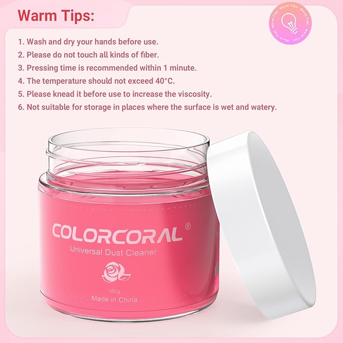 COLORCORAL Universal Cleaning Gel Dust Cleaner for PC Keyboard Car Detailing Office Electronics Laptop Dusting Kit Computer Dust Remover, Computer Gaming Car Accessories,Christmas Stocking Stuffers