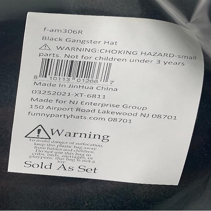 Funny Party Hats Black Gangster Hat - Black Fedora Hats - Costume Hats - Costume Accessories
