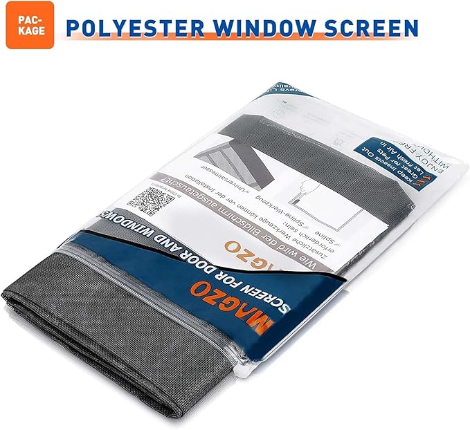MAGZO Window Screen Replacement Mesh 48"W x 99"L - DIY Adjustable Polyester Pet Proof Screen Door Mesh for Patio Sliding Doors Window Screen Repair Kit, Durable, Washable, Black
