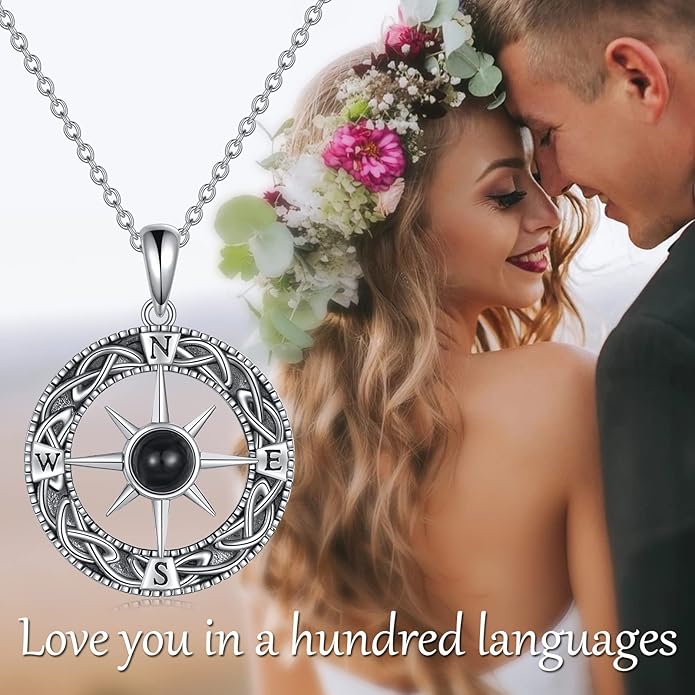 Compass Necklace Sterling Silver Celtic Knot Necklace Graduation Friendship Talisman Travel Necklace Inspirational Graduation Gift Jewelry Gifts for Women Girls