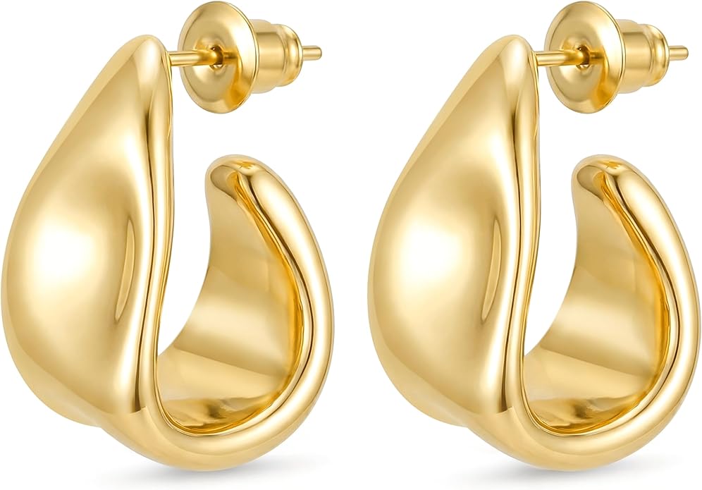 14K Gold Plated Knot Statement Earrings for Women Hypoallergenic Chunky Drop Dangle Earrings - Lightweight Fashion Accessories Gold Jewelry Gifts for Womens Trendy